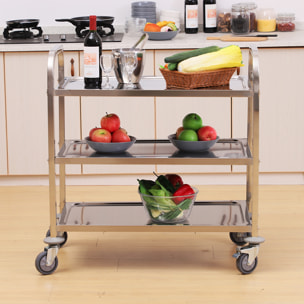 Carro de Cocina Carrito Servir 3 Niveles 85x45x90cm Plateado