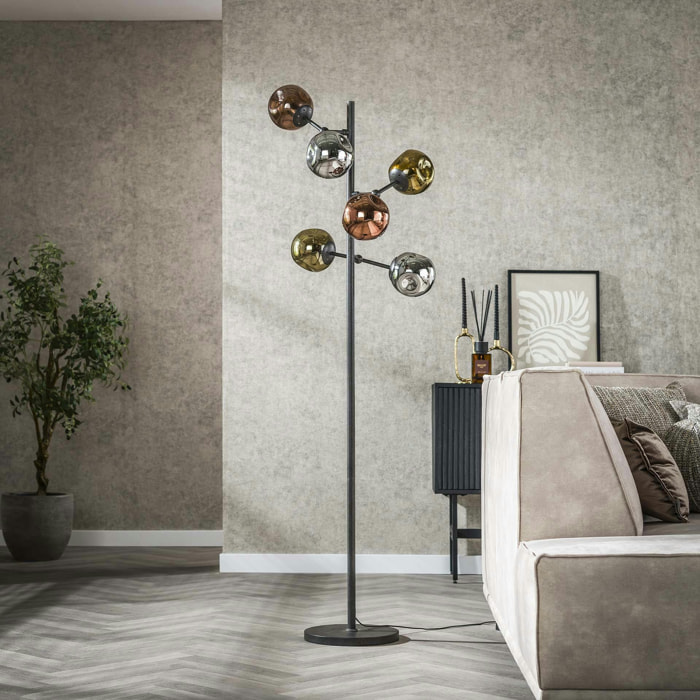 Lampadaire en verre 6 globes déformés NIAGARA
