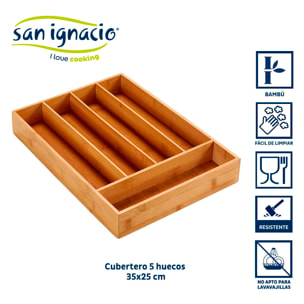 Cubertero bambu 5 huecos colección kinvara