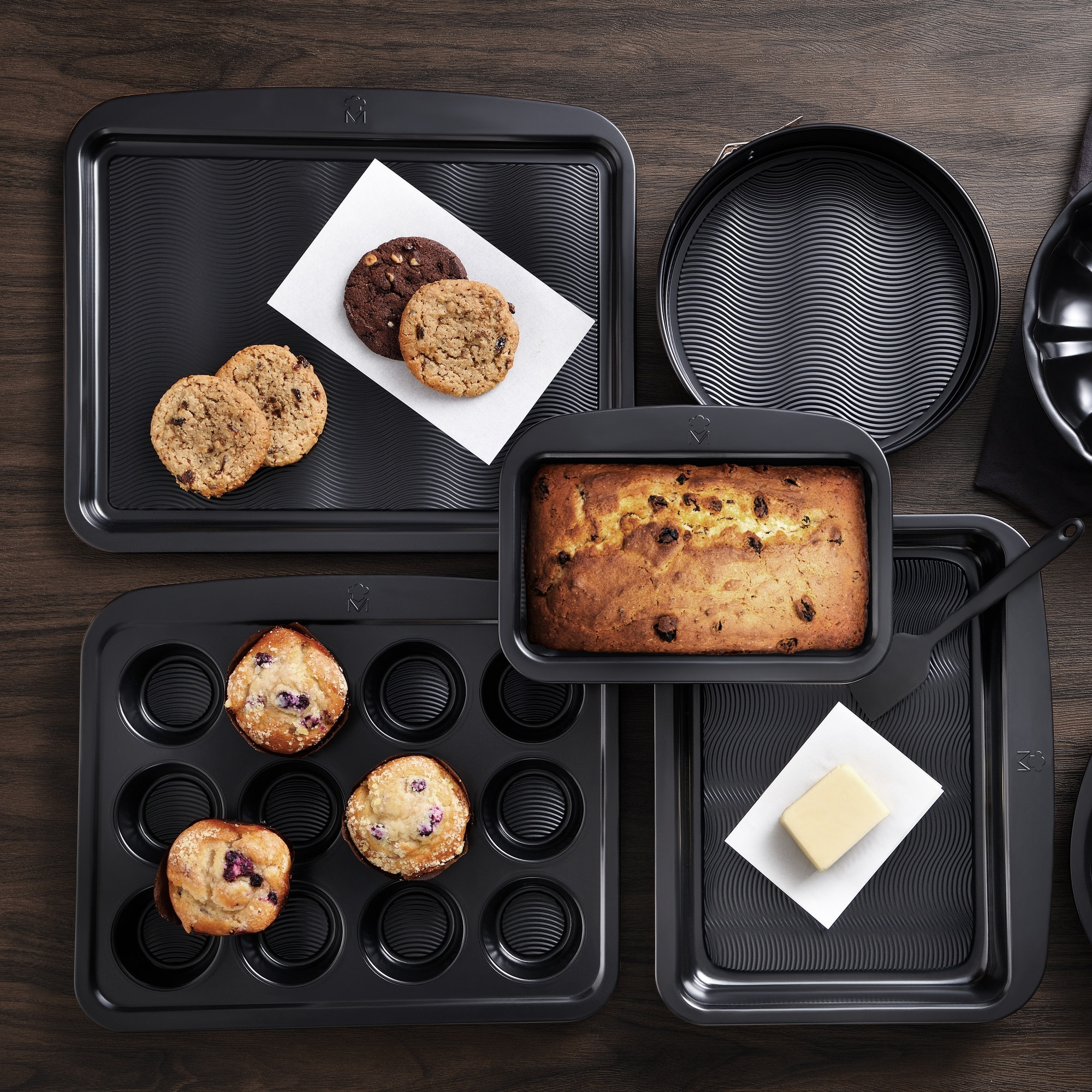 Molde cuadrado de horno para 6 muffins 28,9x23,1x3,3cm en acero al carbono masterpro