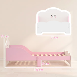 Cama Infantil, 70x140 cm, Cama Montessori con Barandillas Altas, Tema de Algodón de Azúcar, para Niños y Niñas de 3-6 Años, Rosa