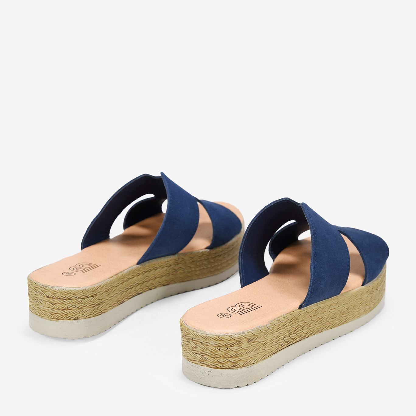 Sandalias de piel azules con plataforma