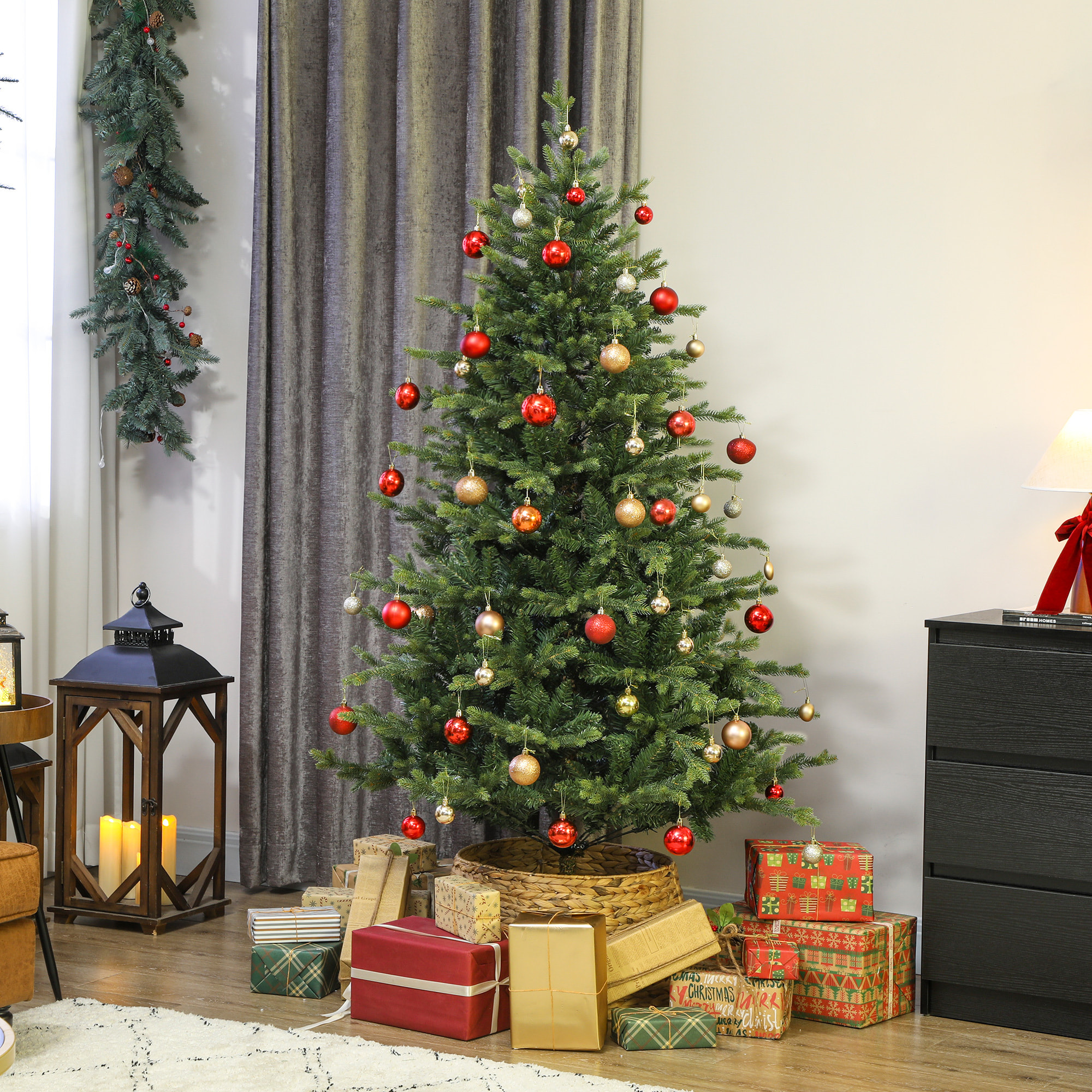 Sapin de Noël artificiel H.180cm épicéa grand réalisme 1660 branches piètement métal pliable vert