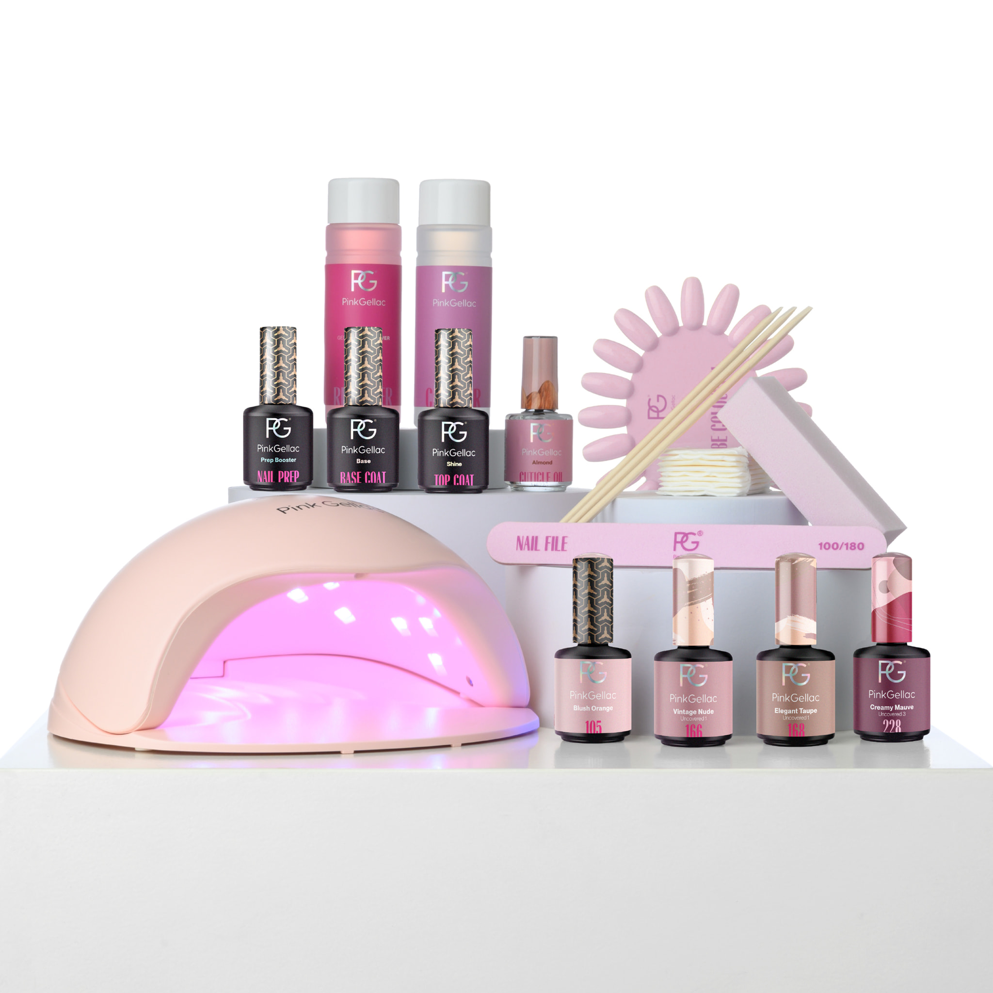 Kit de manucure avec lampe UV LED rose