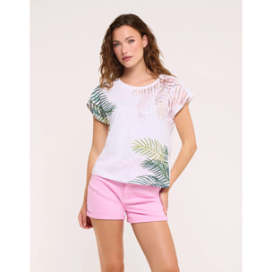 Camiseta Hojas Tropicales Lentejuelas - Bahamita