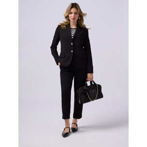 Oltre - Pantaloni regular in tessuto scuba crêpe - Nero