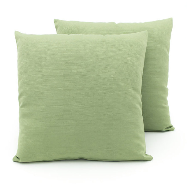 Coppia Cuscini Arredo In Tessuto Ottoman Tinta Unita Verde 40