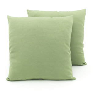 Coppia Cuscini Arredo In Tessuto Ottoman Tinta Unita Verde 40