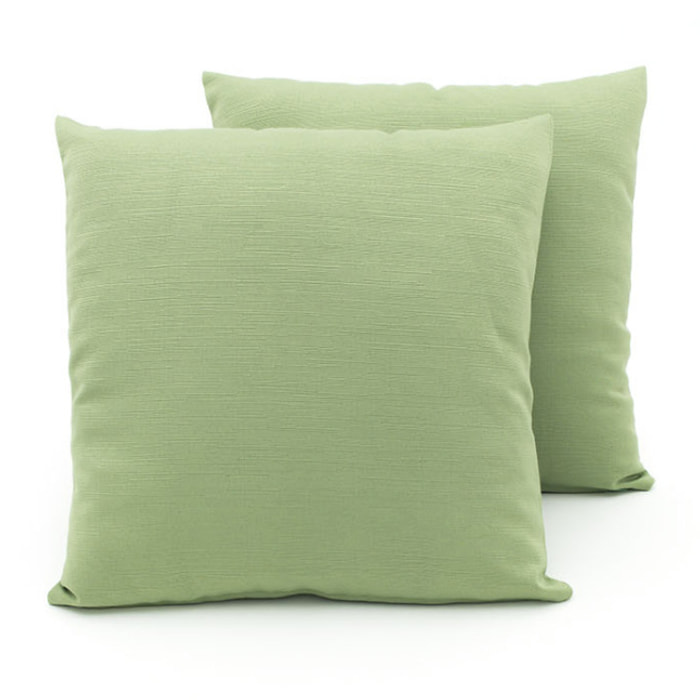 Coppia Cuscini Arredo In Tessuto Ottoman Tinta Unita Verde 40