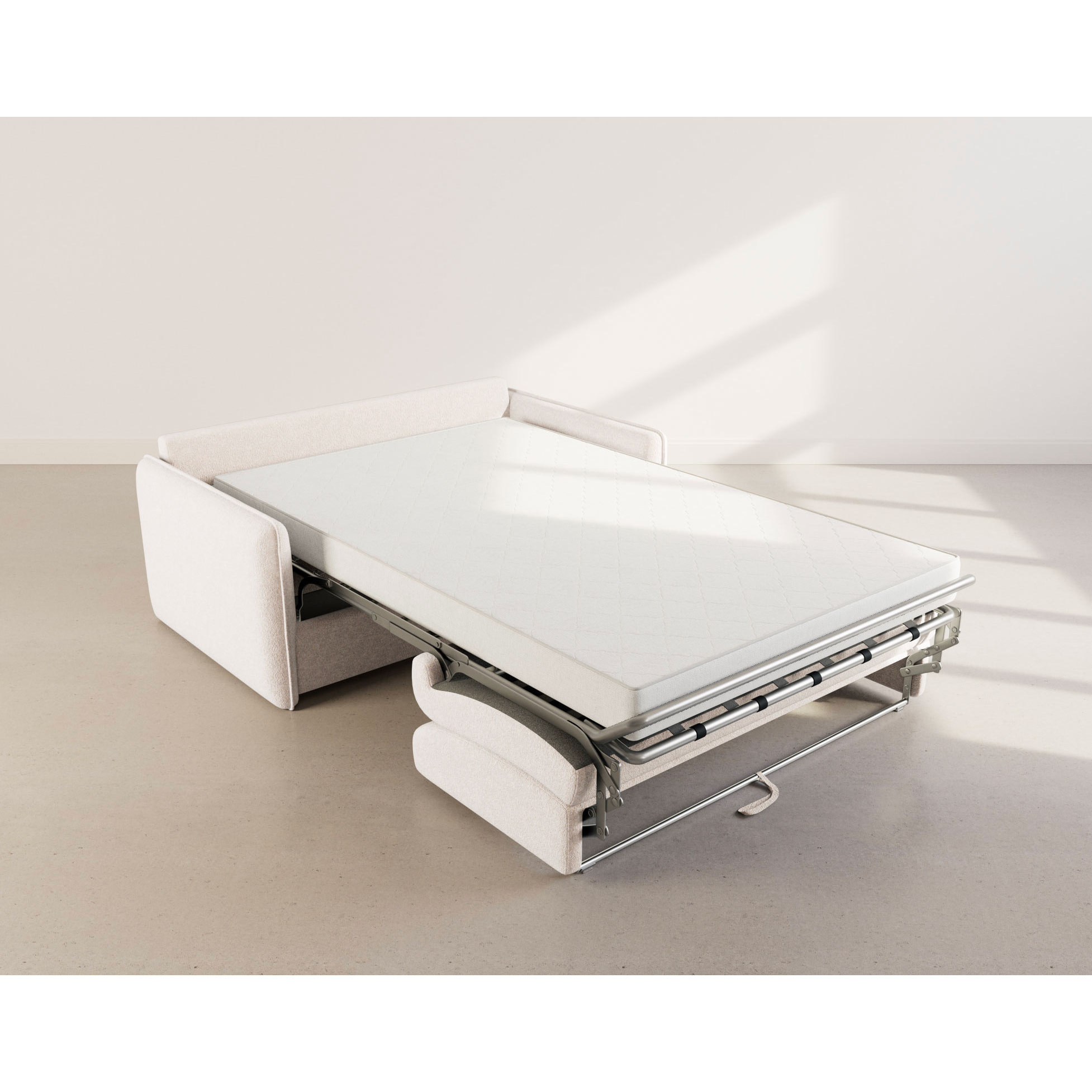Gauthier - Canapé lit 3 places convertible express couchage quotidien 140 cm matelas 14 cm en tissu texturé - Beige
