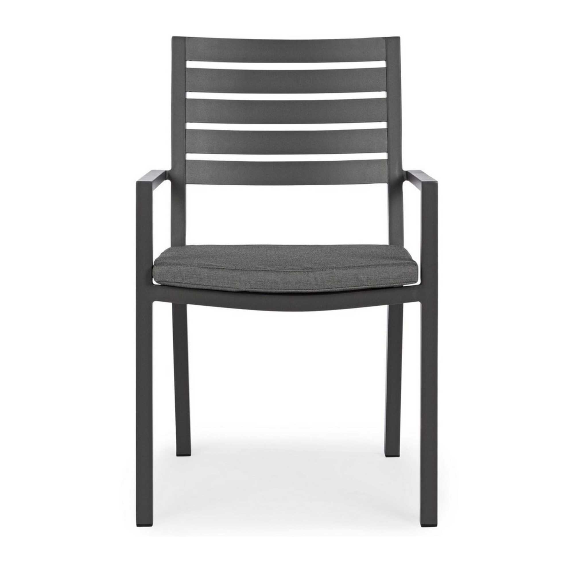 Set 4 sedie da giardino MURGIA con cuscino sfoderabile in tessuto e struttura in alluminio antracite