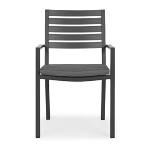 Set 4 sedie da giardino MURGIA con cuscino sfoderabile in tessuto e struttura in alluminio antracite