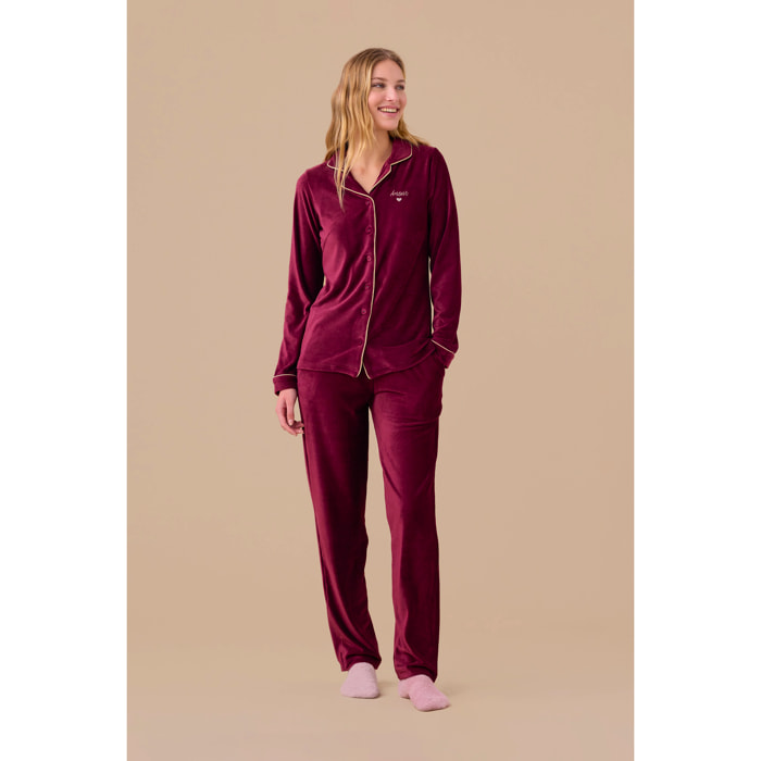 Pigiama donna ciniglia a coste articolo velvet. Noidinotte