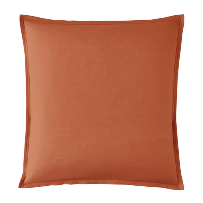 Como - Taie d'oreiller terracotta en percale de coton - 65x65cm.