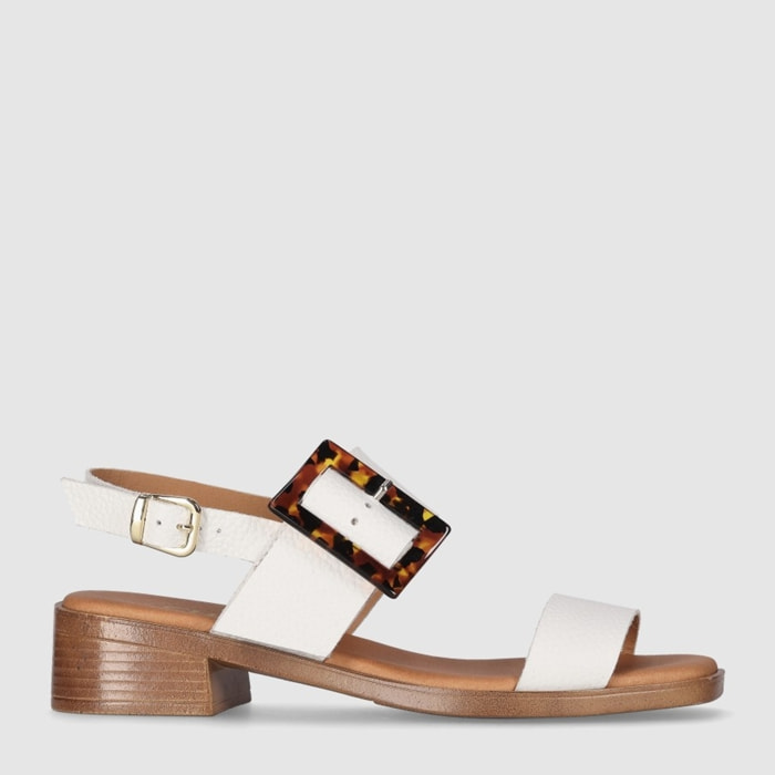 Sandalias de Piel - Blanco - Tacón: 4 cm