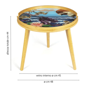 Tavolino Excelsa Fuji in bambù e vetro 48x48x44 cm multicolore