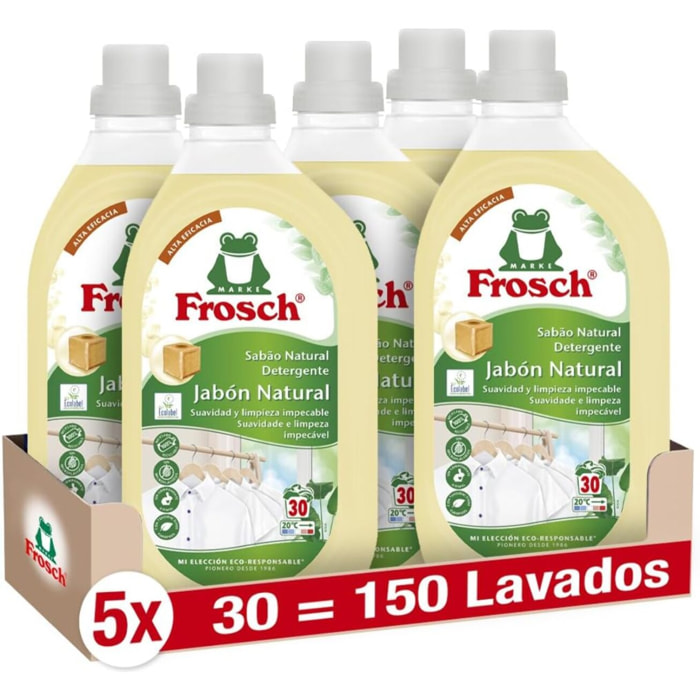 Pack 5X Detergente jabón natural, Frosch, 1500 ml