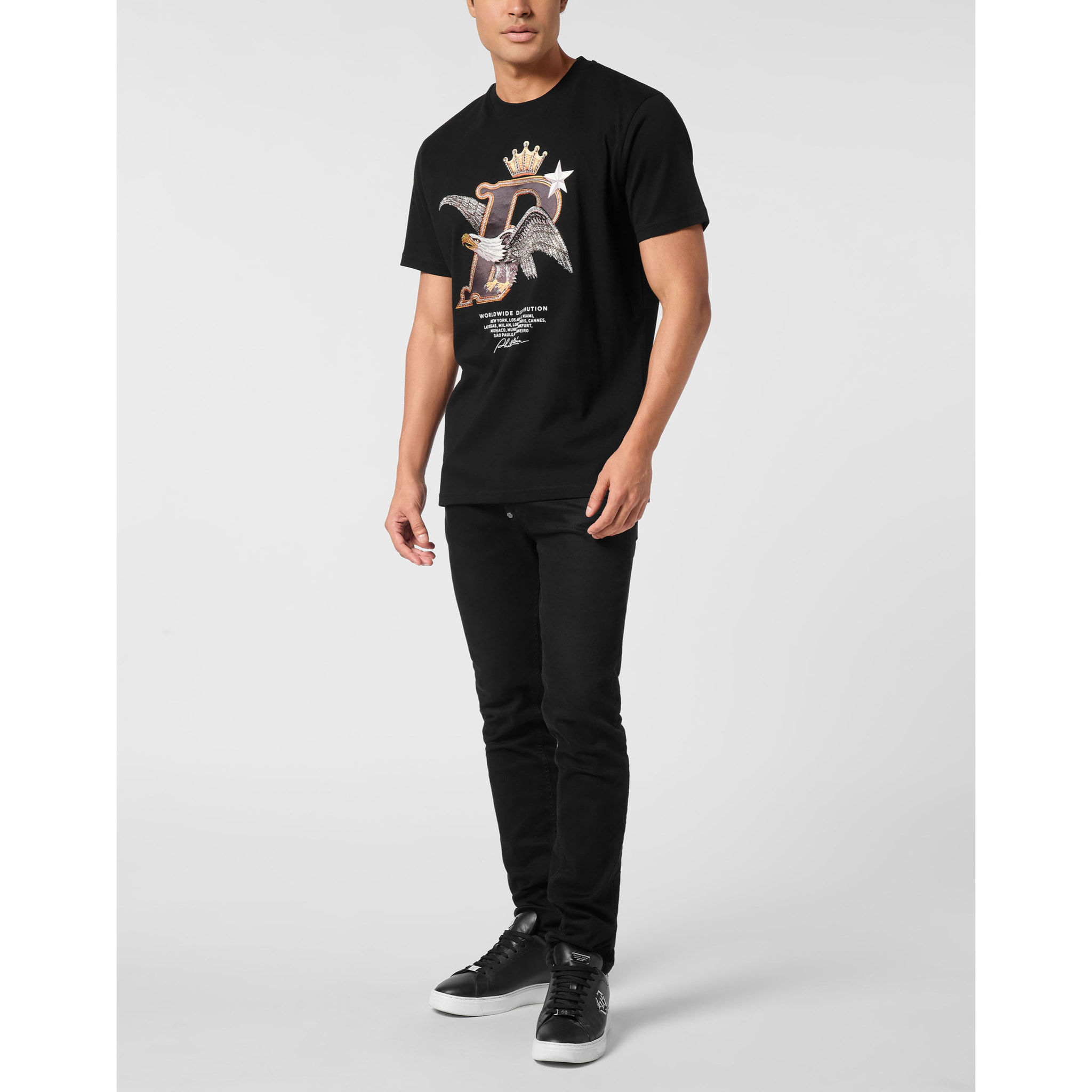 PHILIPP PLEIN Camiseta de cuello redondo y manga corta EAGLE