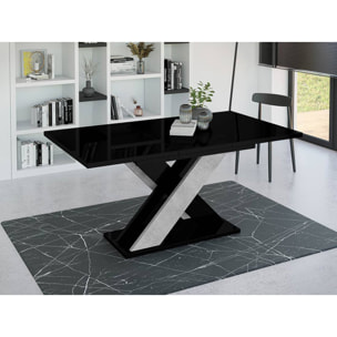 Tosca - table à manger extensible - noir et gris - 4 à 6 personnes - Noir / Gris