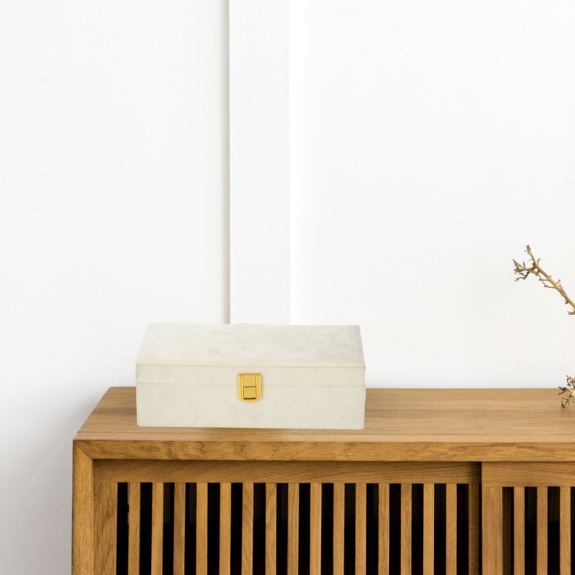 Well home - caja joyero con espejo color blanco 25x16x7cm