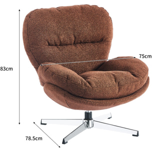 Fauteuil pivotant en tissu bouclé et piètement chromé - OLI