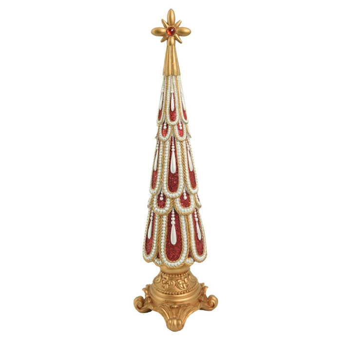 Albero di Natale in resina oro rosso cm 13,5x13h58,5