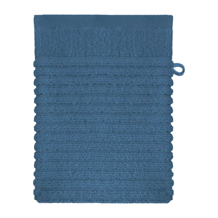 Gant de toilette pur coton 560 g/m² uni bleu Vitae denim