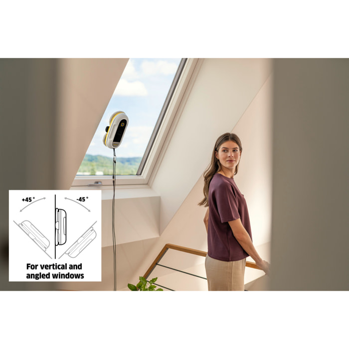 Robot lave vitres Karcher RCW 2 - 62 dB - nettoyage automatique - nettoyage bordures - télécommande - 6 lingettes/détergent 125ml