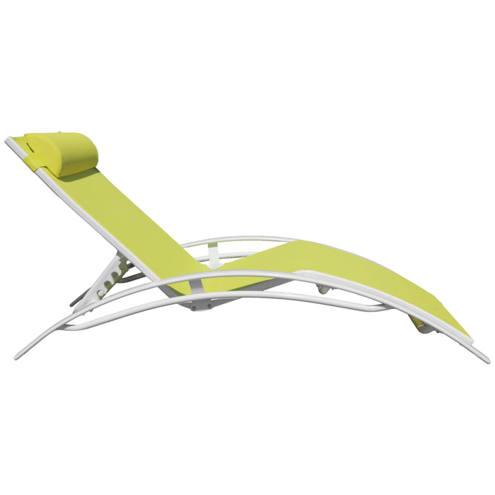 Lot de 2 transats GALAPAGOS en textilène vert - aluminium blanc