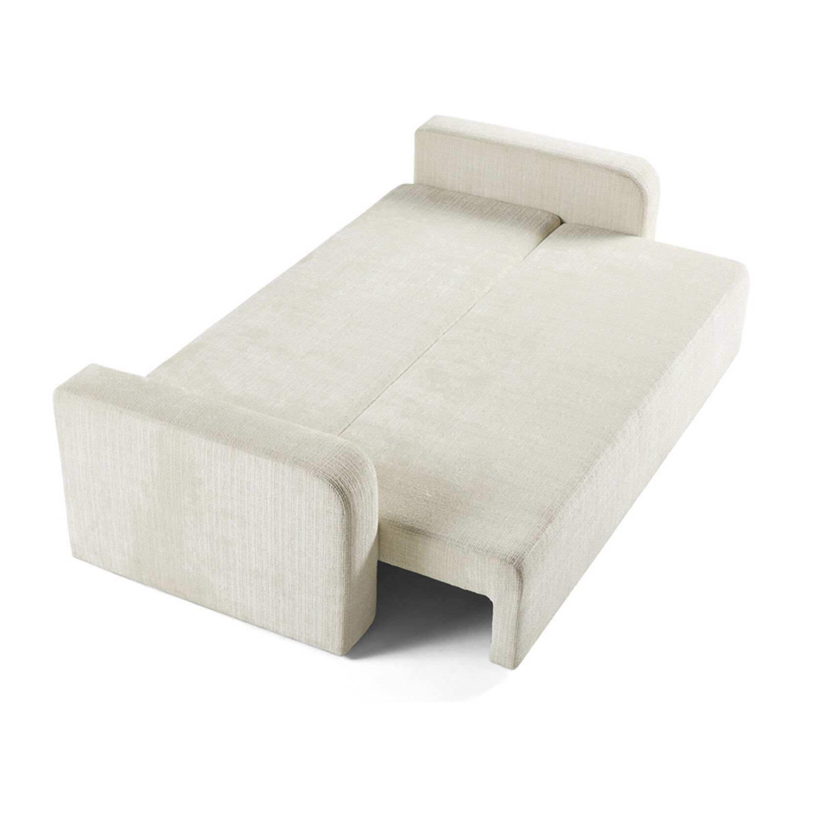 Miro - canapé droit 3 places - convertible avec coffre - en velours texturé - Beige