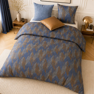 Parure housse de couette 100% percale de coton motif losanges à pois - BLUSKY