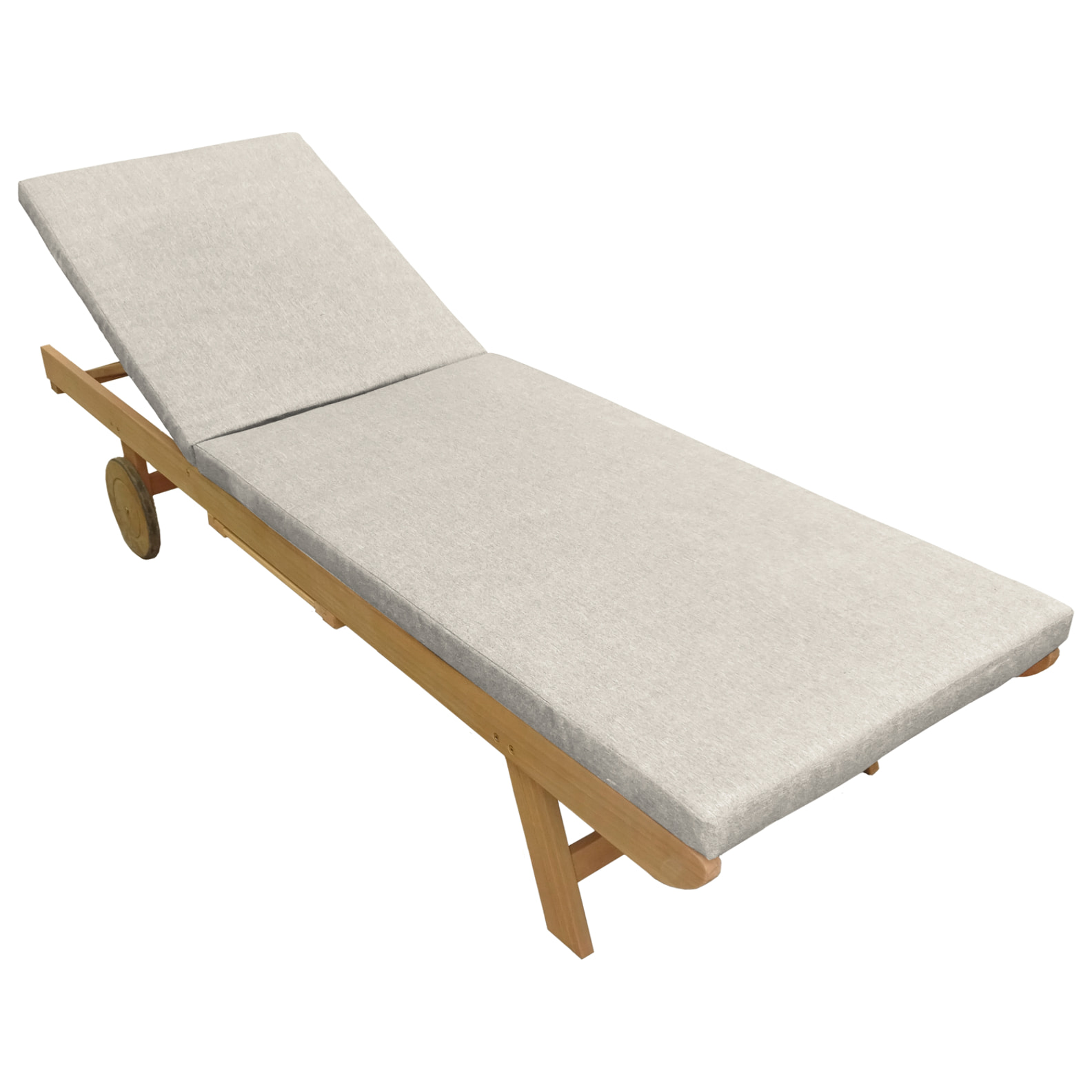 Bain de soleil pliant en acacia KANAWA - coussin sable