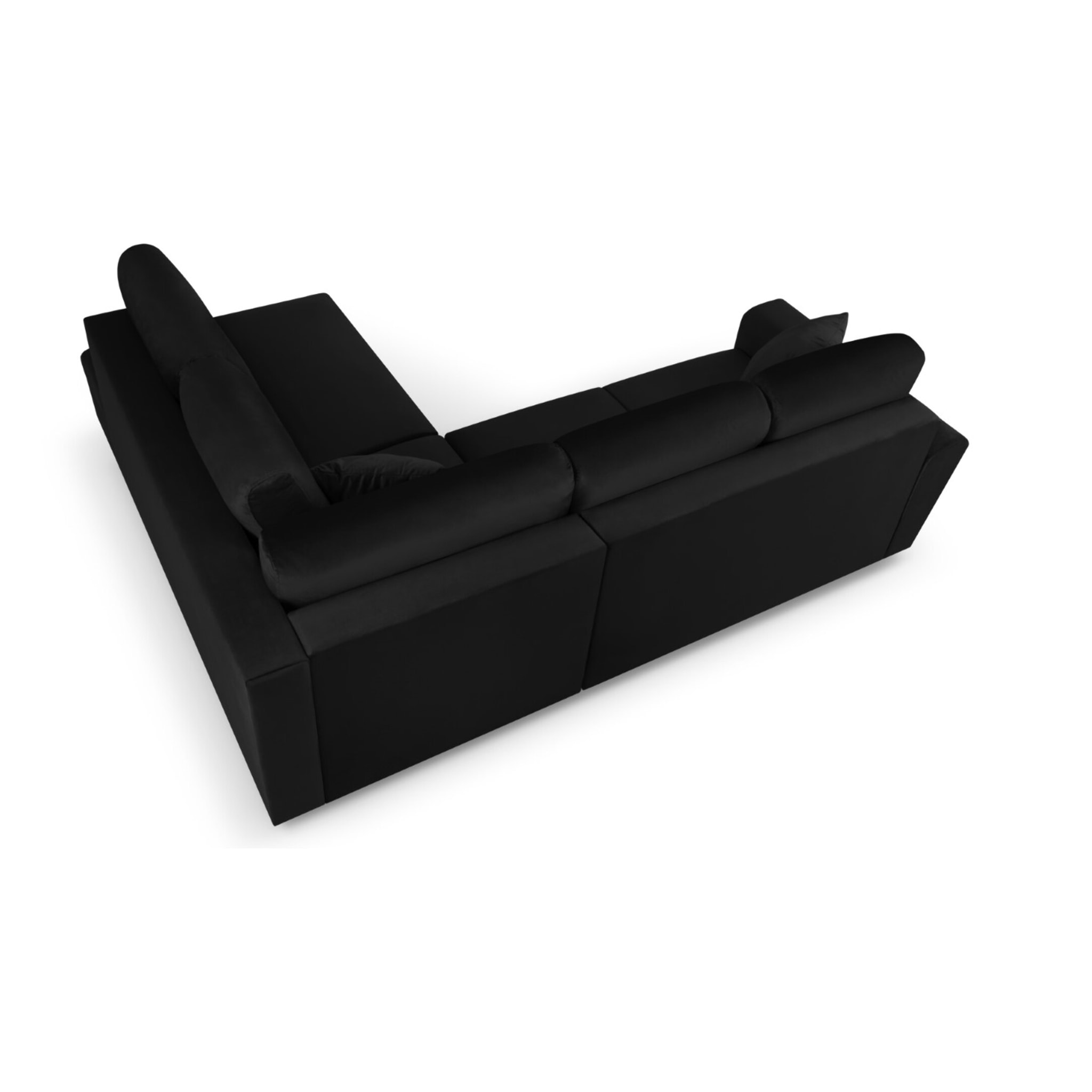 Canapé d'angle droit convertible avec coffre de rangement "Kyoto" 5 places en velours noir