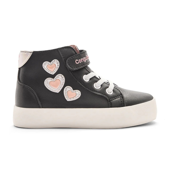 Sneakers alte da bambina con stampa a cuore