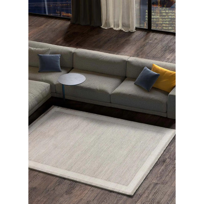 HL-BORDER Alfombra con texturas neutras de pelo corto en color crema, varias medidas disponibles