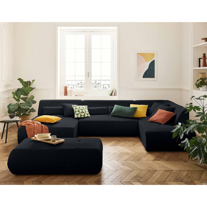 Onyx - pouf d'appoint - en velours côtelé - Noir