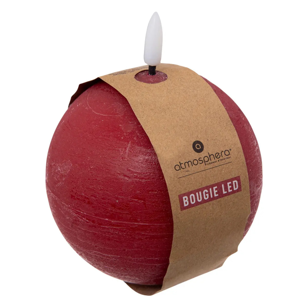 Bougie boule à led "Molia" D10cm rouge