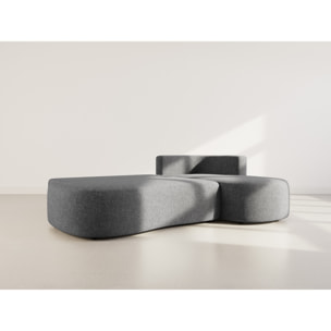 Mahina - canapé d'angle droit 4 places convertible avec coffre en tissu texturé - Gris Anthracite