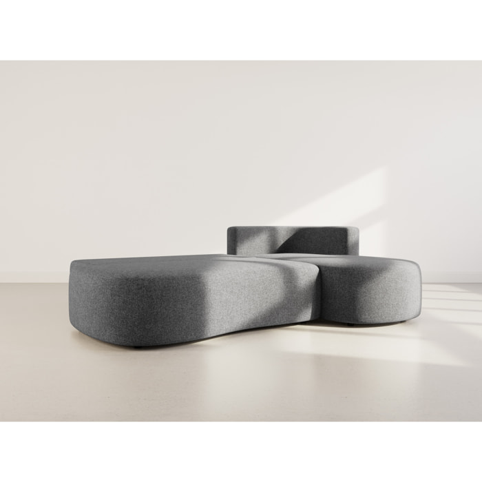 Mahina - canapé d'angle droit 4 places convertible avec coffre en tissu texturé - Gris Anthracite