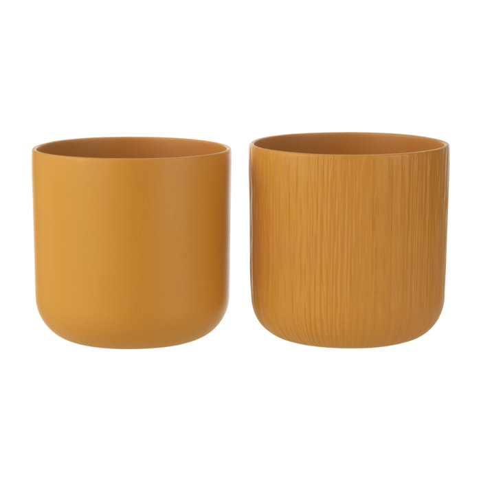 J-Line cache-pot Gen - céramique - ocre - XL - 2 pièces - Ø 26.5 cm