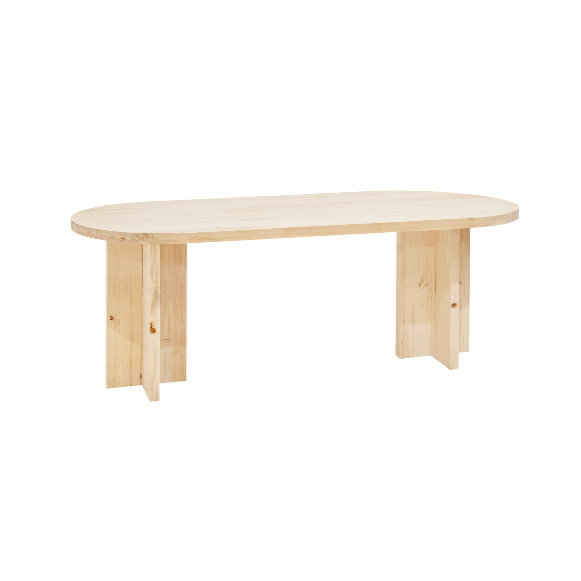 Mesa de comedor de madera maciza ovalada en tono natural de varias medidas