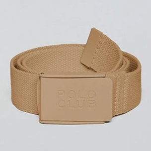 Cinturón Brahim camel canvas con hebilla logotipada