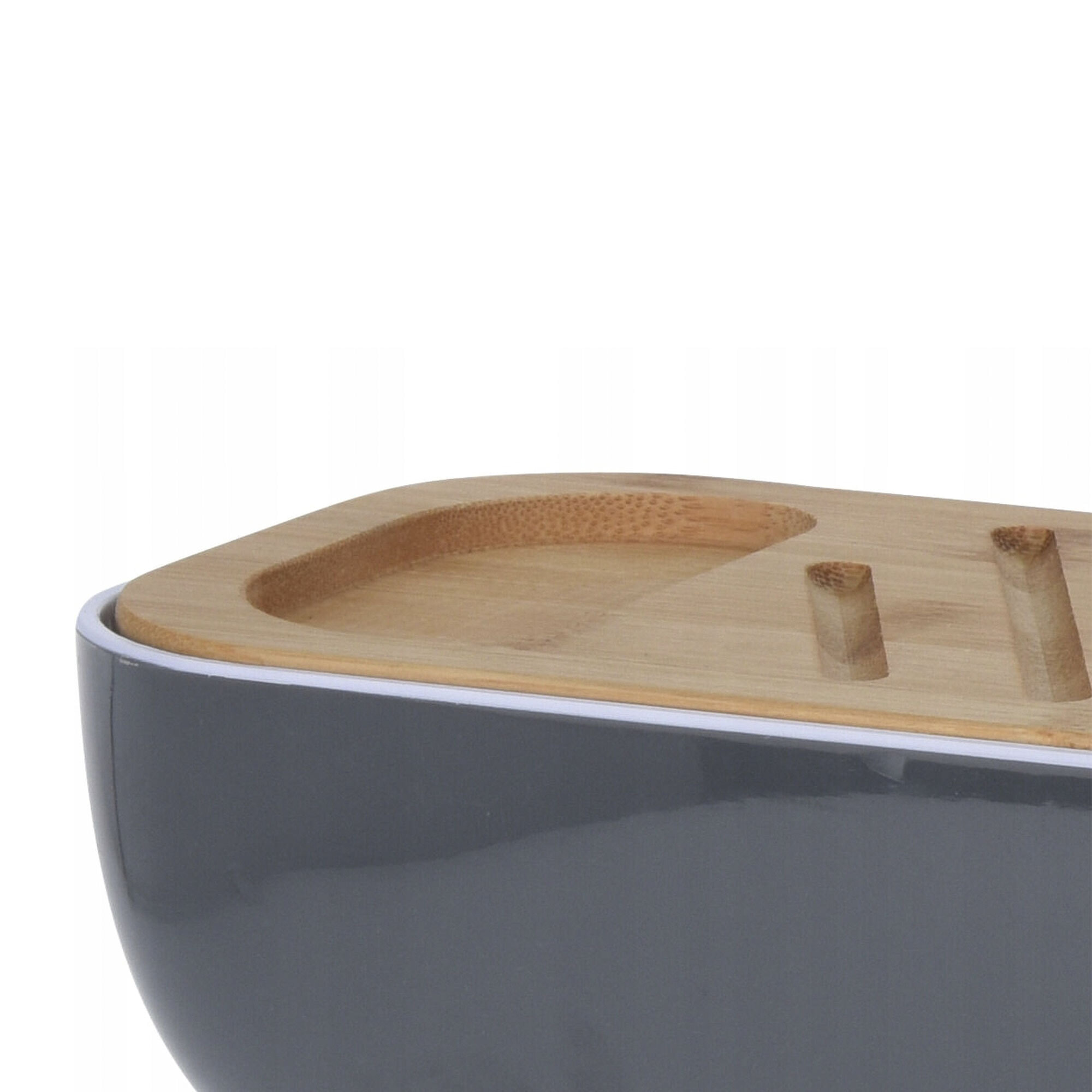 Panera de bambú con cuchillo, diseño bicolor y funda de color 40x12,5x8,5cm