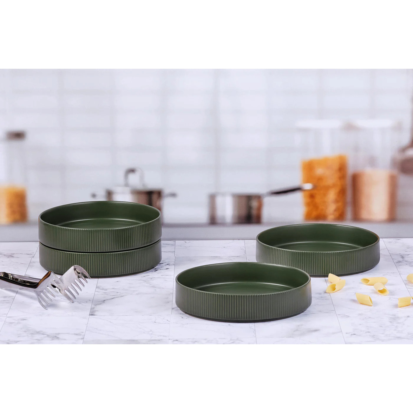 Assiette creuse SCANDI Ø21,5cm - 4 pièces - Olive