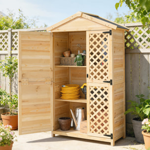 Armario de Exterior de Madera Caseta Jardín Exterior con Techo de Asfalto 2 Puertas Ventiladas con Pestillo 2 Estantes Extraíbles Cobertizo de Jardín para Almacenaje Herramientas Natural
