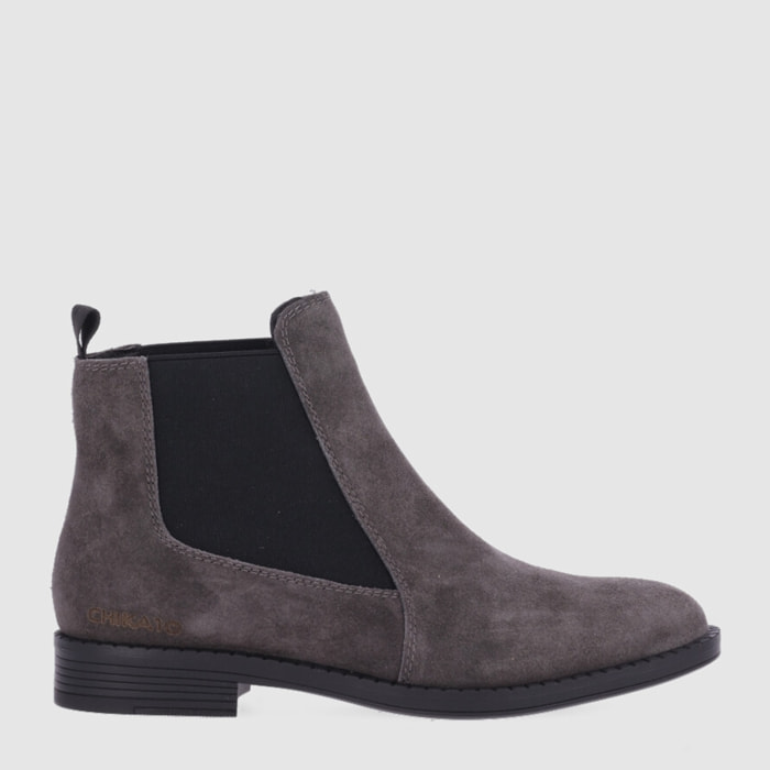Botines de Serraje - Gris - Tacón: Bajo