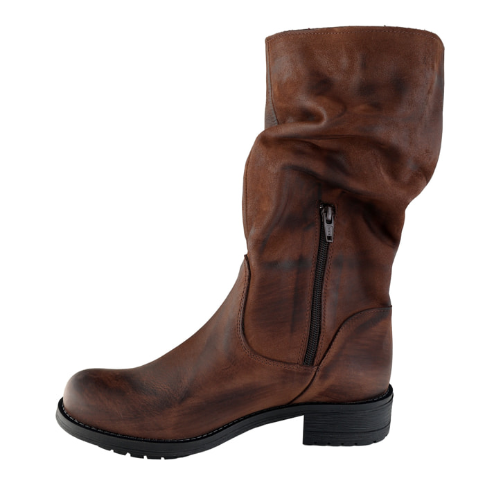 Stivaletti drappeggiati in vera pelle nabuk