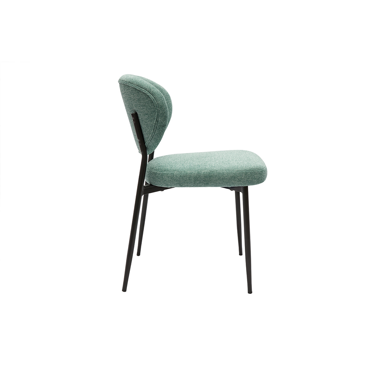 Chaises en tissu effet velours texturé vert céladon et métal noir (lot de 2) BREKA
