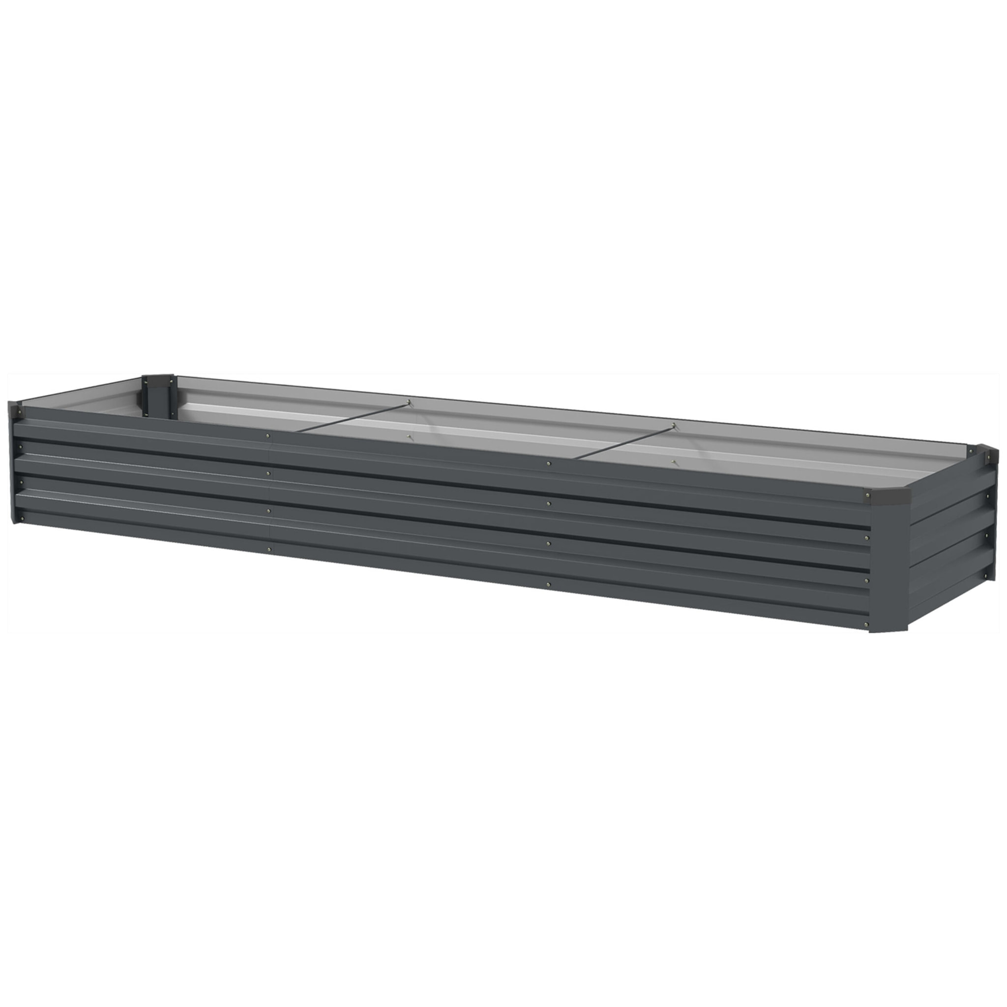 Carré potager rectangulaire dim. 240 x 60 x 30 cm tôle d'acier ondulé anthracite