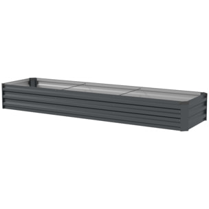 Carré potager rectangulaire dim. 240 x 60 x 30 cm tôle d'acier ondulé anthracite
